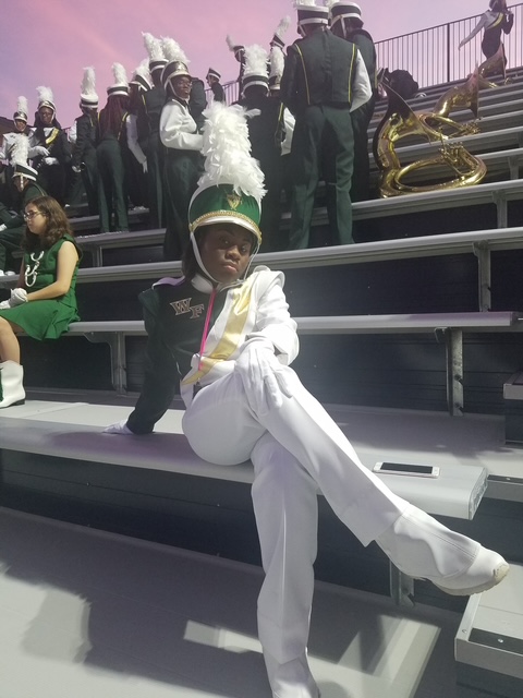 Breonna Moffett in marching band uniform