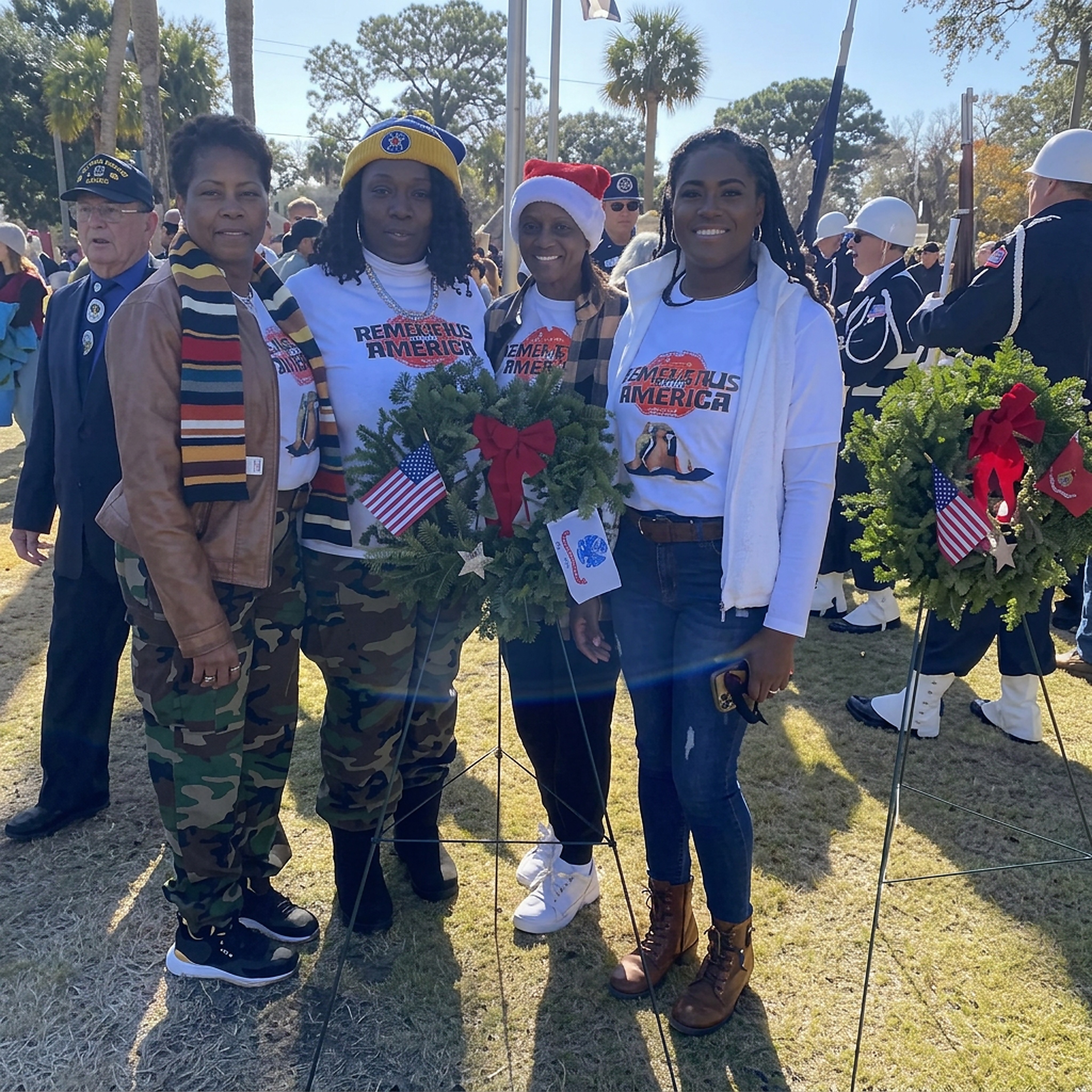 Members holding wreaths at Wreaths Across America
